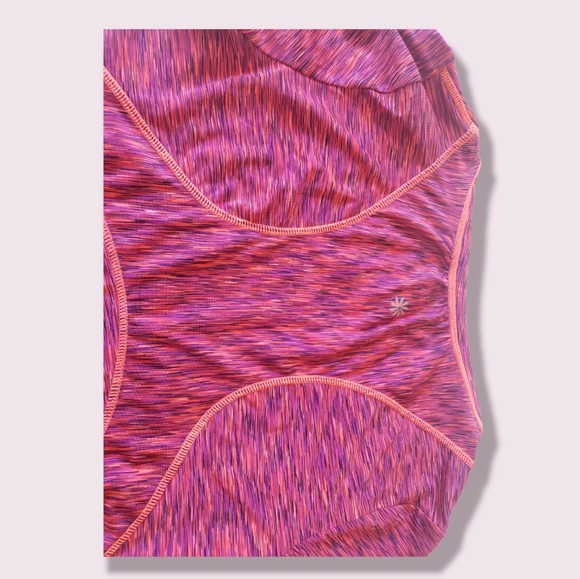 Athleta womens ruched athletic t-shirt, pink space dye stretch. Size Small - Picture 6 of 6